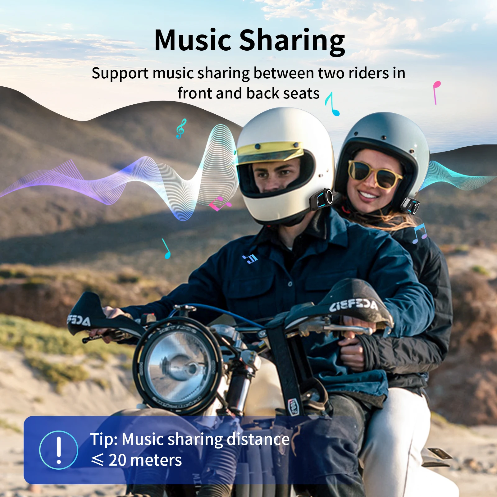Fodsports FX7 Mesh Motorcycle Intercom Bluetooth Helmet Headset,Helmet Intercom,10 Riders 2000M,BT5.4,APP Connect.