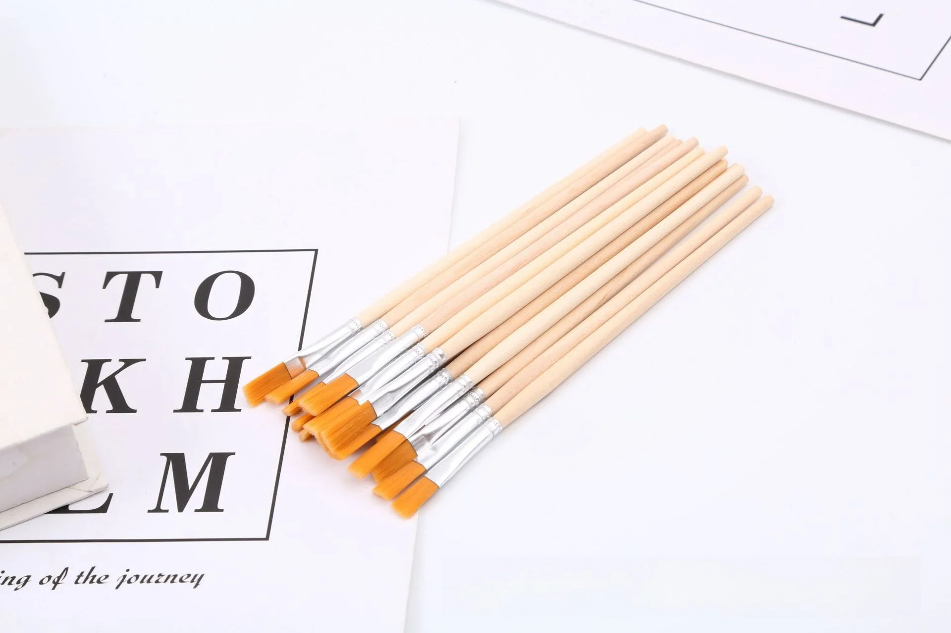 10pc/30pc/50pc/100pc Pole Flat Brush Nylon Bristles Row Pen Tip Pen Line Drawing Pen