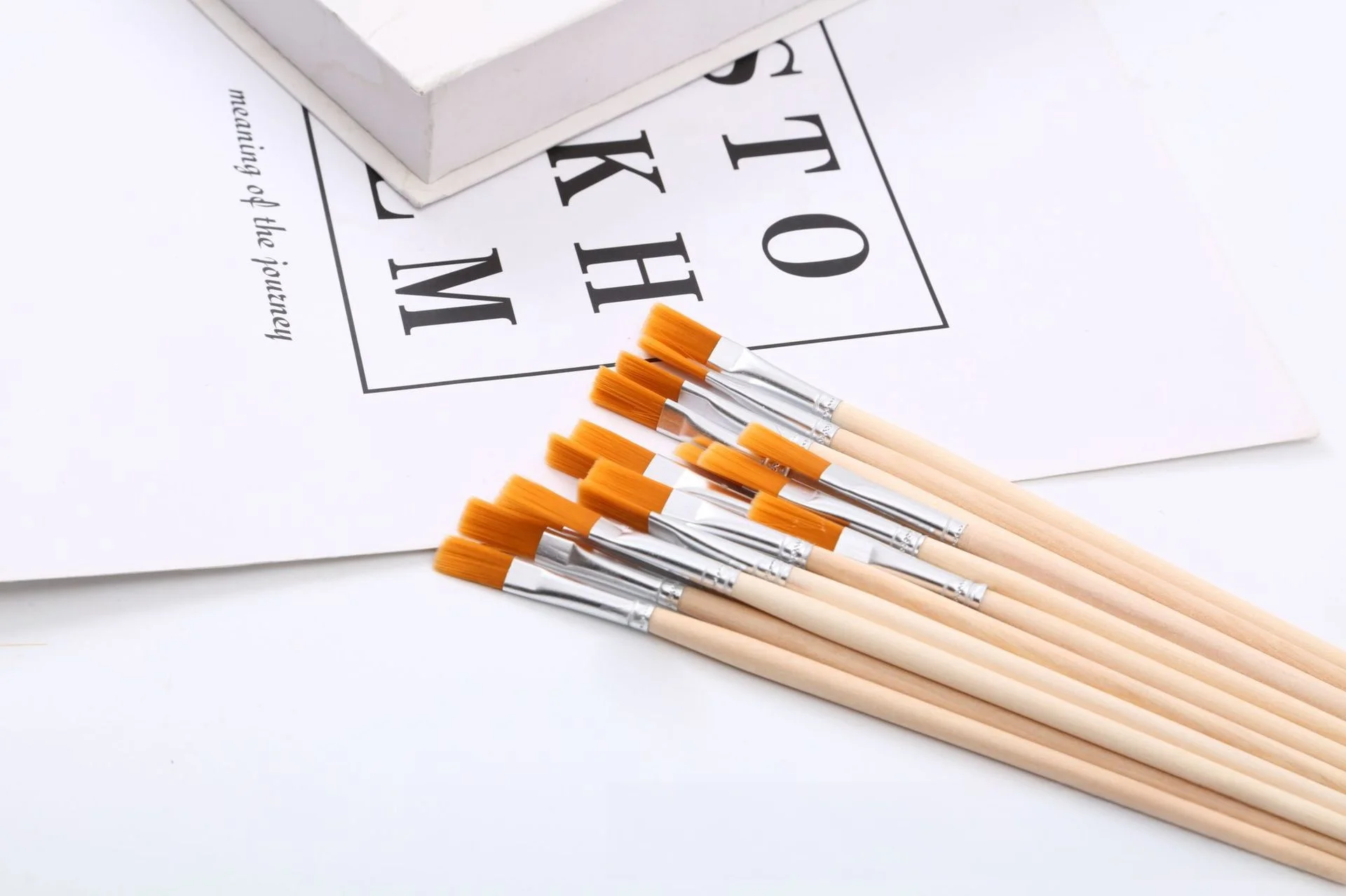 10pc/30pc/50pc/100pc Pole Flat Brush Nylon Bristles Row Pen Tip Pen Line Drawing Pen
