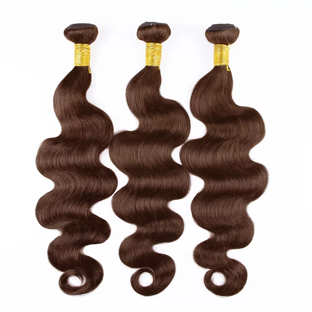 #4 Dark Brown Body Wave Bundles 1/3PCS Human Hair Bundles 18-30 Inches Remy Hair Extensions For Women Brazilian Double Weft Draw