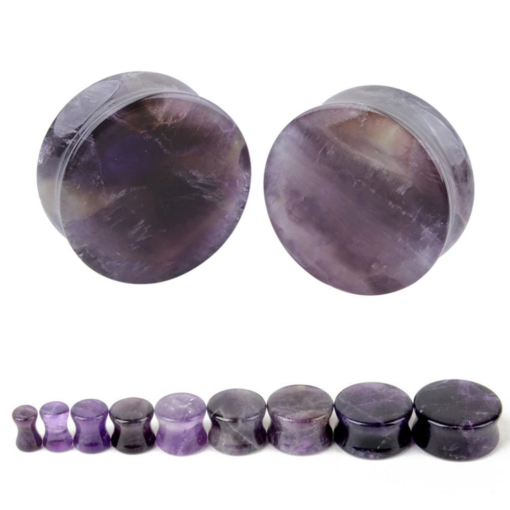 2pcs Stone Flesh Ear Plugs Tunnels Double Flare Ear Piercings Earrings Gauges Women Men Helix Lobe Labret Stretcher Body Jewelry