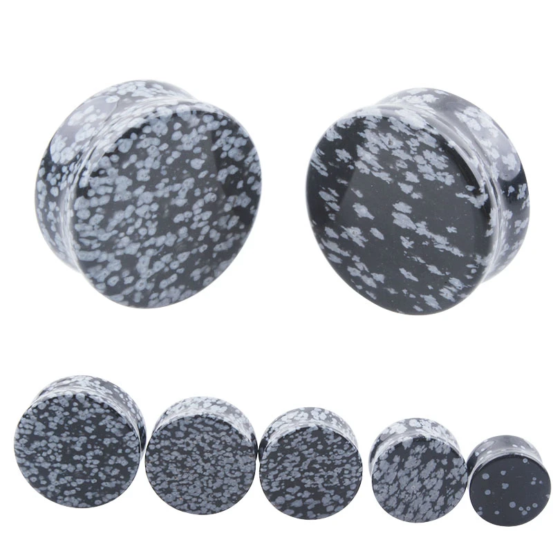 2pcs Stone Flesh Ear Plugs Tunnels Double Flare Ear Piercings Earrings Gauges Women Men Helix Lobe Labret Stretcher Body Jewelry