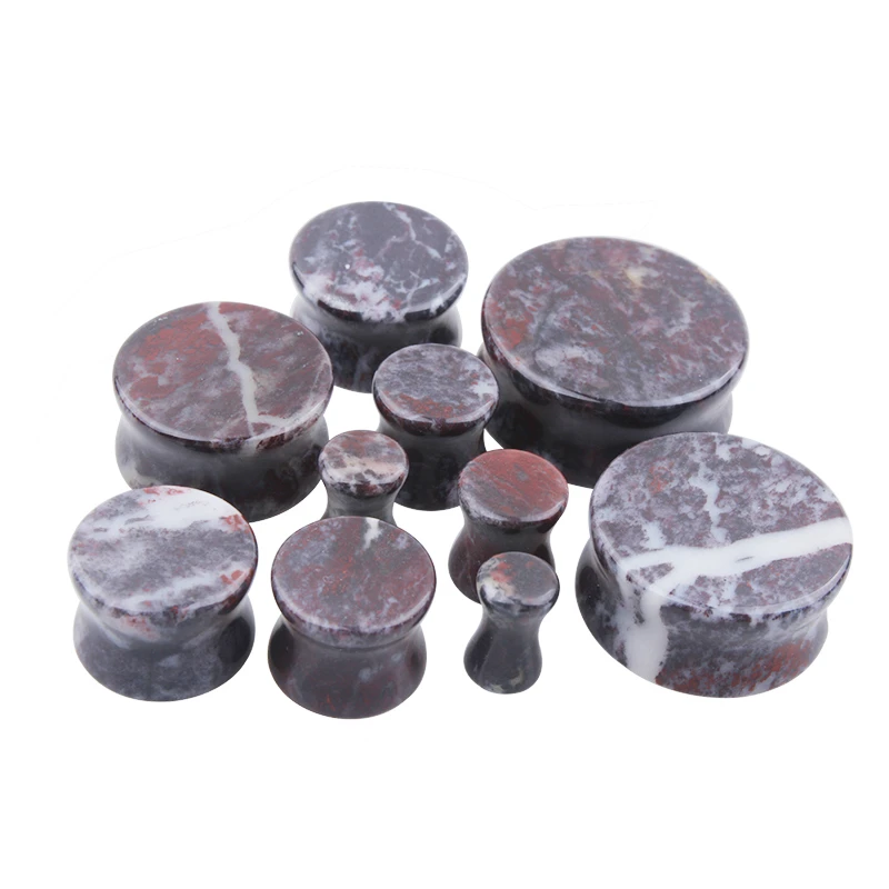 2pcs Stone Flesh Ear Plugs Tunnels Double Flare Ear Piercings Earrings Gauges Women Men Helix Lobe Labret Stretcher Body Jewelry