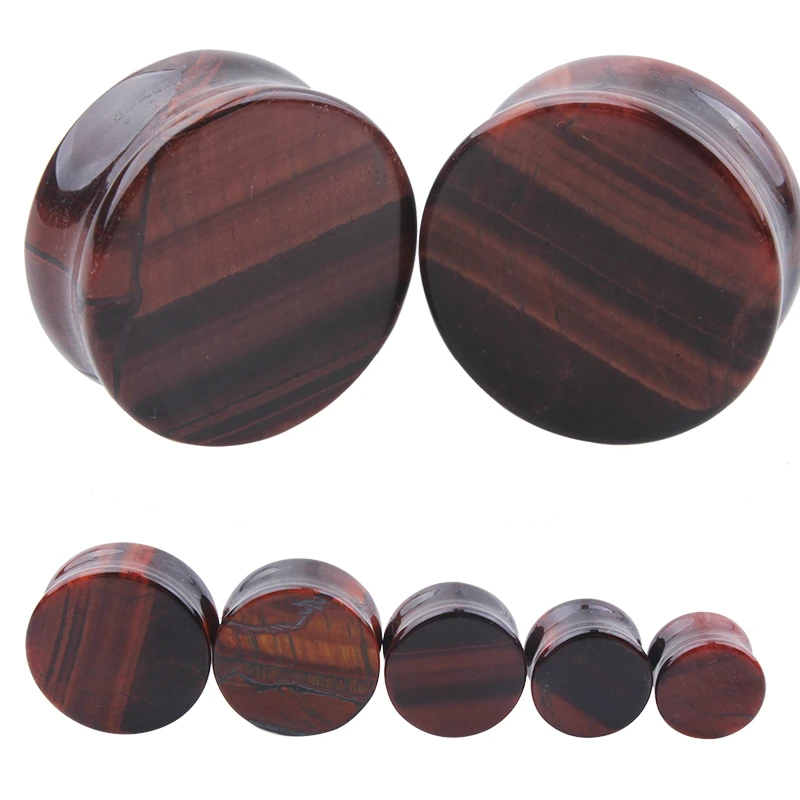 2pcs Stone Flesh Ear Plugs Tunnels Double Flare Ear Piercings Earrings Gauges Women Men Helix Lobe Labret Stretcher Body Jewelry