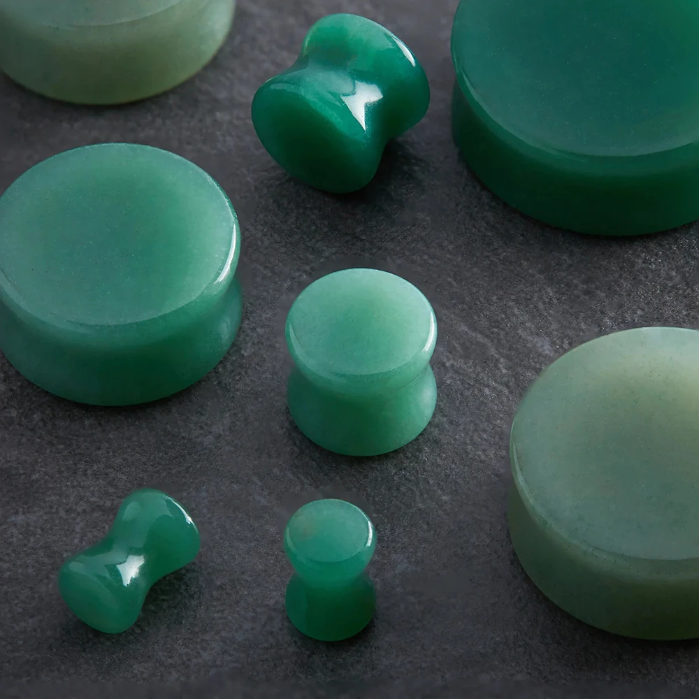 2pcs Stone Flesh Ear Plugs Tunnels Double Flare Ear Piercings Earrings Gauges Women Men Helix Lobe Labret Stretcher Body Jewelry