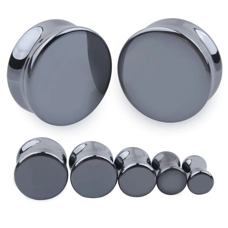 2pcs Stone Flesh Ear Plugs Tunnels Double Flare Ear Piercings Earrings Gauges Women Men Helix Lobe Labret Stretcher Body Jewelry