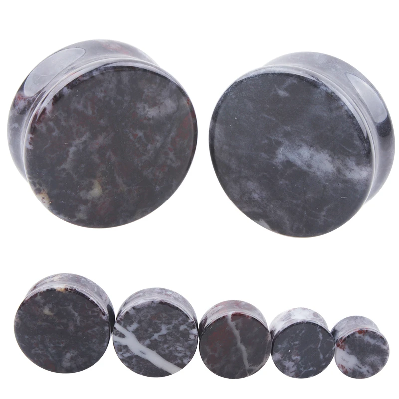 2pcs Stone Flesh Ear Plugs Tunnels Double Flare Ear Piercings Earrings Gauges Women Men Helix Lobe Labret Stretcher Body Jewelry