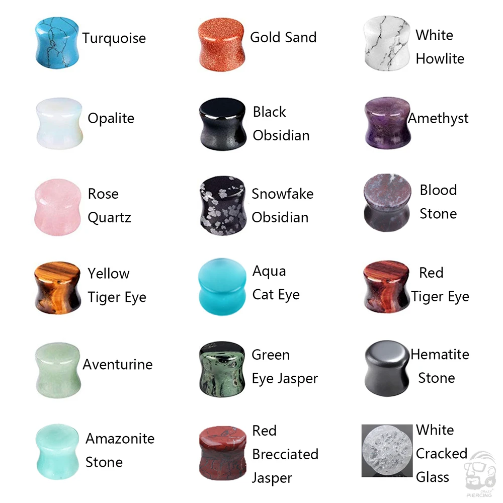 2pcs Stone Flesh Ear Plugs Tunnels Double Flare Ear Piercings Earrings Gauges Women Men Helix Lobe Labret Stretcher Body Jewelry