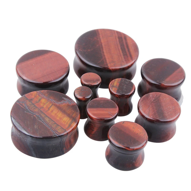 2pcs Stone Flesh Ear Plugs Tunnels Double Flare Ear Piercings Earrings Gauges Women Men Helix Lobe Labret Stretcher Body Jewelry