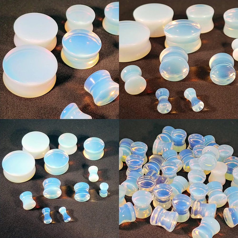 2pcs Stone Flesh Ear Plugs Tunnels Double Flare Ear Piercings Earrings Gauges Women Men Helix Lobe Labret Stretcher Body Jewelry