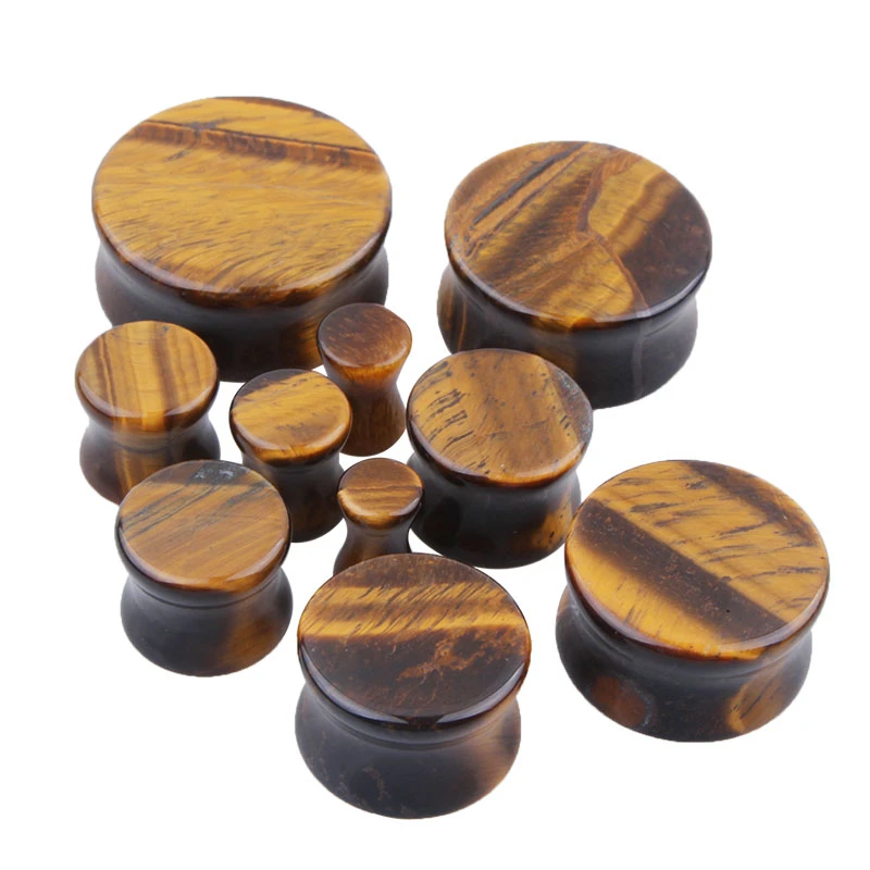 2pcs Stone Flesh Ear Plugs Tunnels Double Flare Ear Piercings Earrings Gauges Women Men Helix Lobe Labret Stretcher Body Jewelry