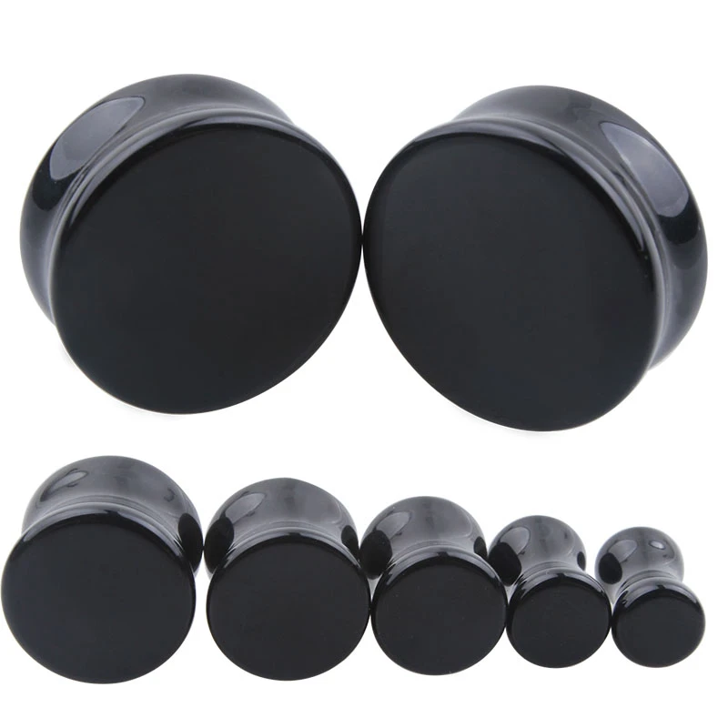 2pcs Stone Flesh Ear Plugs Tunnels Double Flare Ear Piercings Earrings Gauges Women Men Helix Lobe Labret Stretcher Body Jewelry