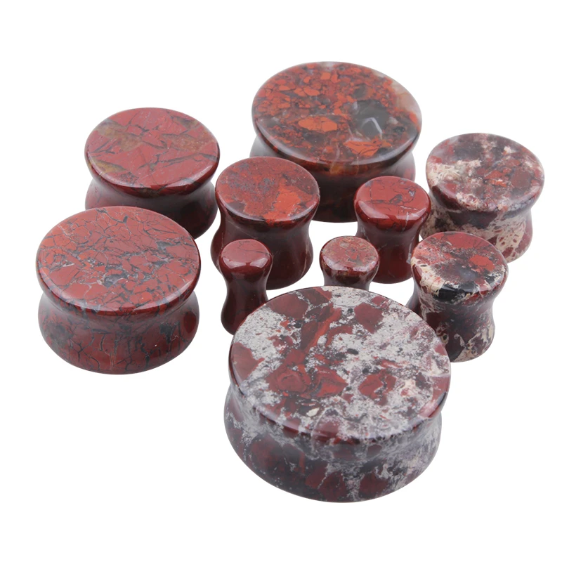 2pcs Stone Flesh Ear Plugs Tunnels Double Flare Ear Piercings Earrings Gauges Women Men Helix Lobe Labret Stretcher Body Jewelry