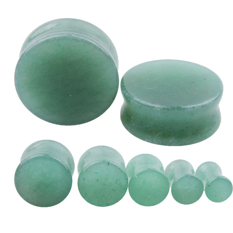 2pcs Stone Flesh Ear Plugs Tunnels Double Flare Ear Piercings Earrings Gauges Women Men Helix Lobe Labret Stretcher Body Jewelry