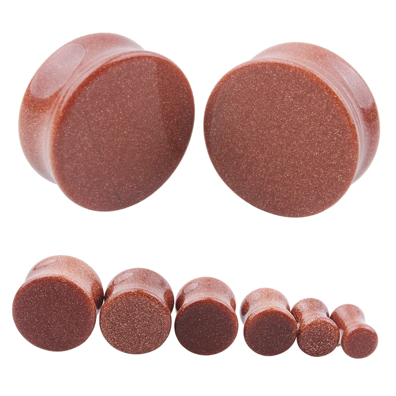 2pcs Stone Flesh Ear Plugs Tunnels Double Flare Ear Piercings Earrings Gauges Women Men Helix Lobe Labret Stretcher Body Jewelry