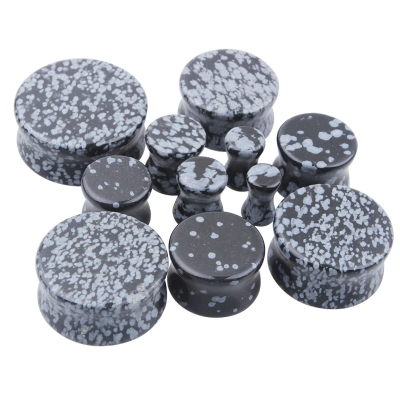 2pcs Stone Flesh Ear Plugs Tunnels Double Flare Ear Piercings Earrings Gauges Women Men Helix Lobe Labret Stretcher Body Jewelry