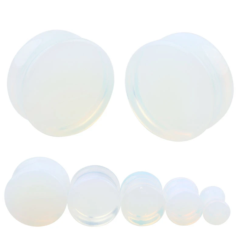 2pcs Stone Flesh Ear Plugs Tunnels Double Flare Ear Piercings Earrings Gauges Women Men Helix Lobe Labret Stretcher Body Jewelry
