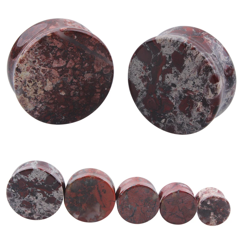 2pcs Stone Flesh Ear Plugs Tunnels Double Flare Ear Piercings Earrings Gauges Women Men Helix Lobe Labret Stretcher Body Jewelry