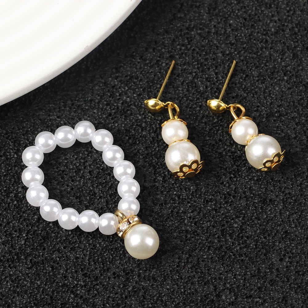 Fashion Mini Pearl Jewelry Necklace Earrings For BJD Dolls Bracelet For 1/6 Doll Clothes Accessories Decoration Kids Diy Toys