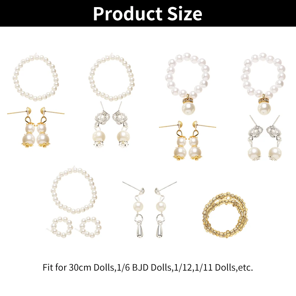 Fashion Mini Pearl Jewelry Necklace Earrings For BJD Dolls Bracelet For 1/6 Doll Clothes Accessories Decoration Kids Diy Toys