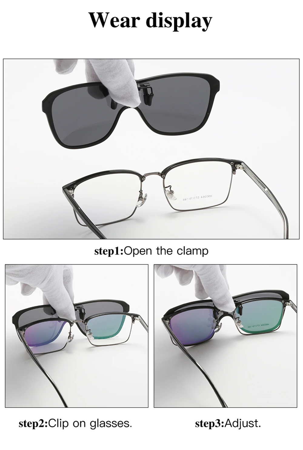2026 Trending Clip On Sunglasses Large Frame Men Polarized Flip Up Sun Glasses Driving Adapt Mirror Blue Red Polarising Lens