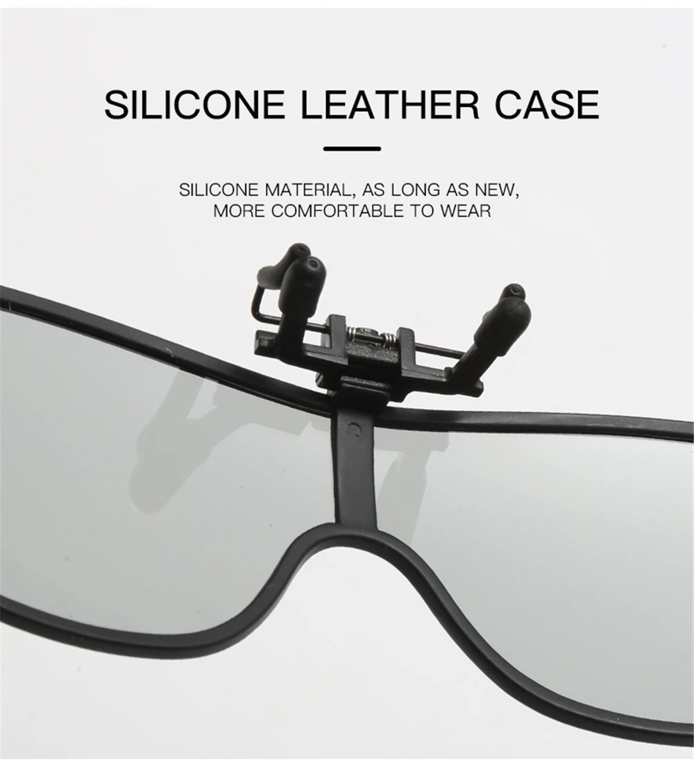 2026 Trending Clip On Sunglasses Large Frame Men Polarized Flip Up Sun Glasses Driving Adapt Mirror Blue Red Polarising Lens
