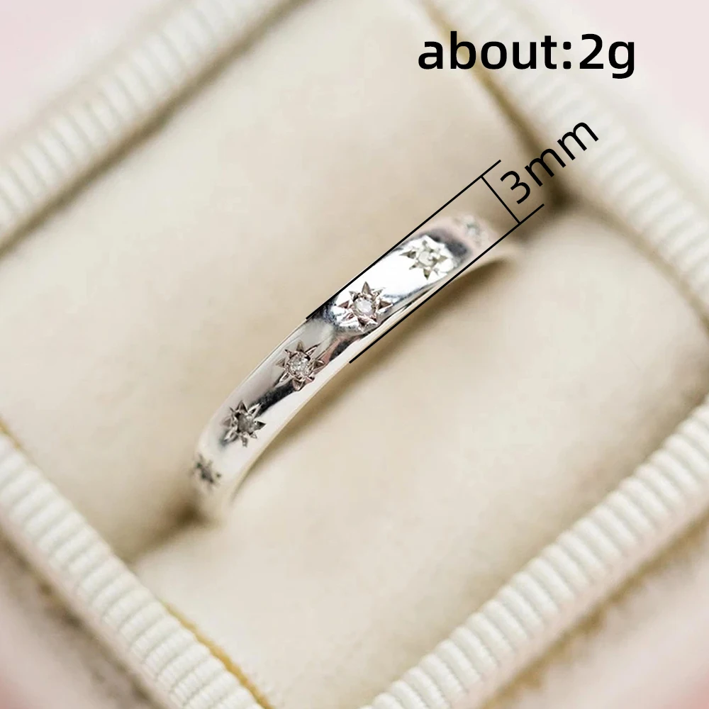 Huitan Korean Style Simple Metal Rings for Women Inlaid Shiny CZ Stone Daily Wearable Accessories Versatile Lady Finger Jewelry
