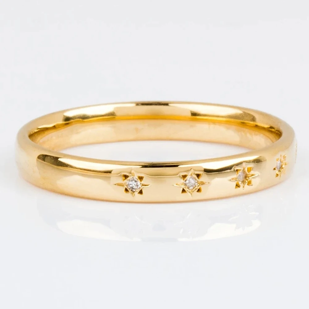Huitan Korean Style Simple Metal Rings for Women Inlaid Shiny CZ Stone Daily Wearable Accessories Versatile Lady Finger Jewelry