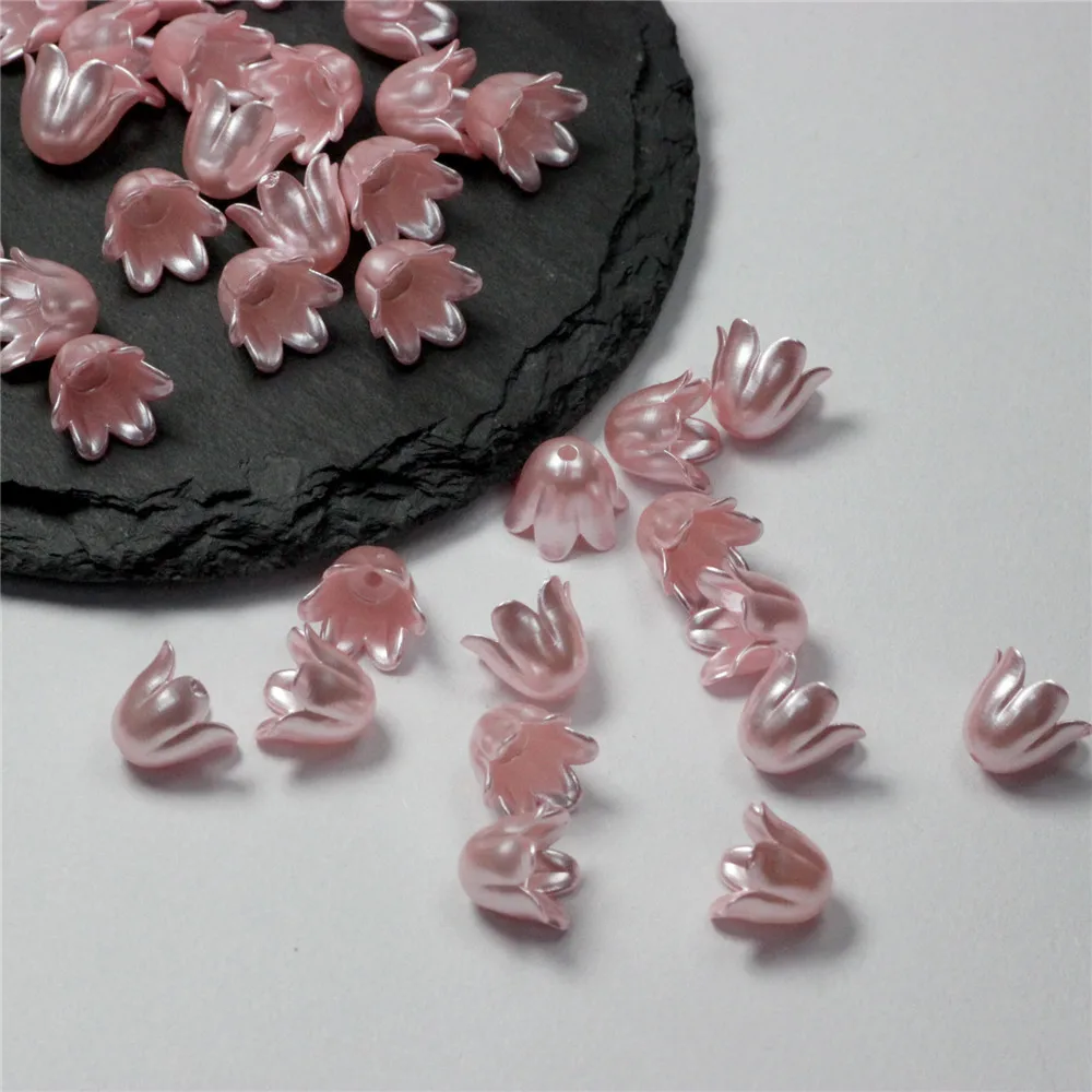 50PCS 9X11MM Imitation Pearl Material Flower Shape Beads For Handmade Crafts Jewelry Decoration Making Acrylic Stamen Beads