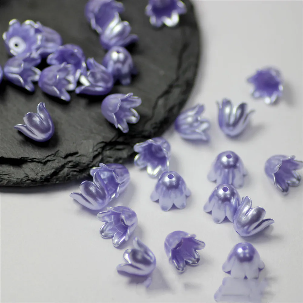 50PCS 9X11MM Imitation Pearl Material Flower Shape Beads For Handmade Crafts Jewelry Decoration Making Acrylic Stamen Beads