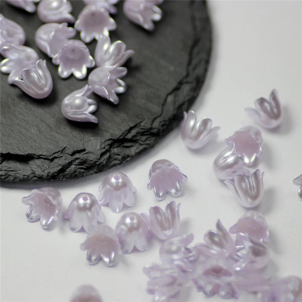 50PCS 9X11MM Imitation Pearl Material Flower Shape Beads For Handmade Crafts Jewelry Decoration Making Acrylic Stamen Beads