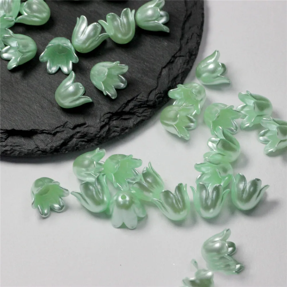 50PCS 9X11MM Imitation Pearl Material Flower Shape Beads For Handmade Crafts Jewelry Decoration Making Acrylic Stamen Beads
