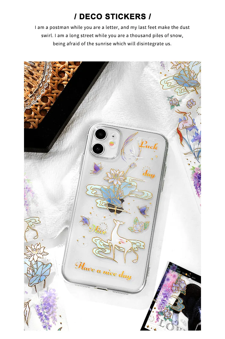 2 Sheets Chinese style Koi Flat Stickers aesthetic Journal notebook junk journal supplies Diy Scrapbooking Stationery Sticker