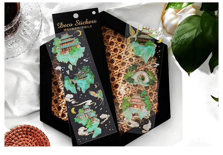 2 Sheets Chinese style Koi Flat Stickers aesthetic Journal notebook junk journal supplies Diy Scrapbooking Stationery Sticker