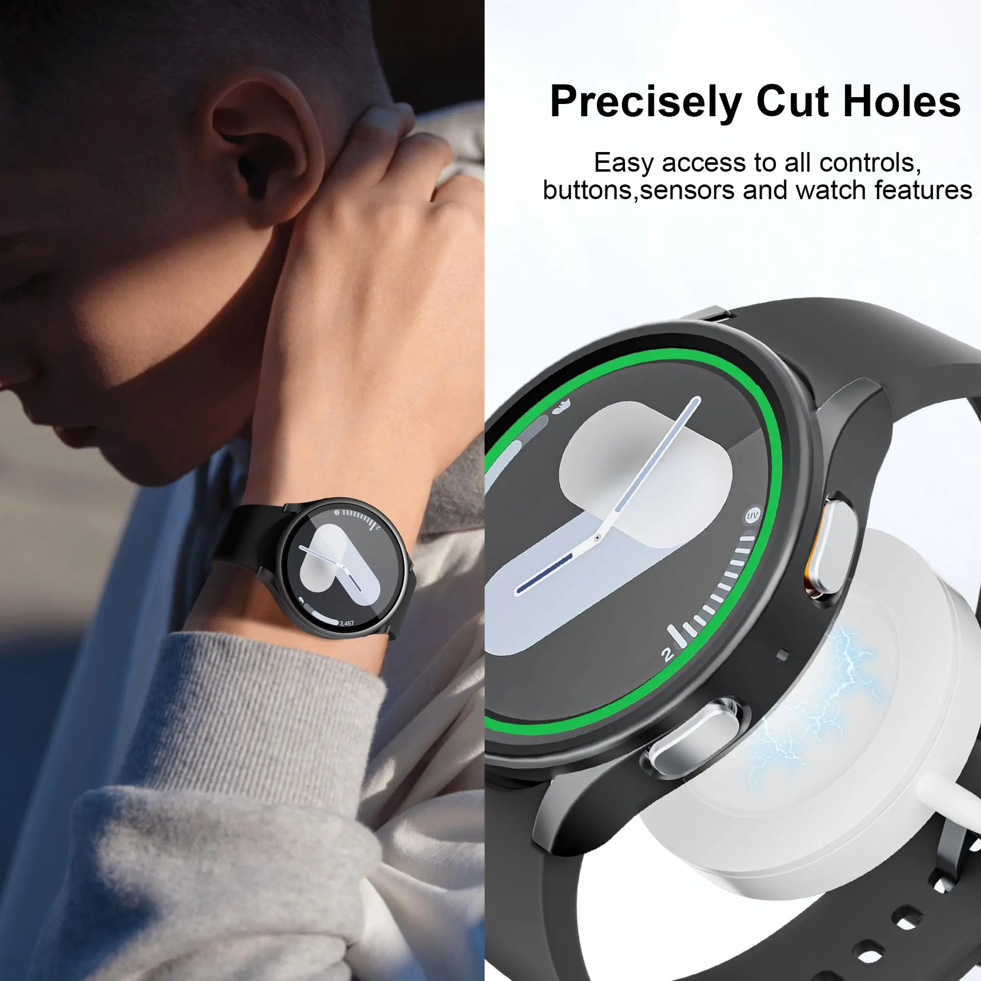 Glass+PC Case for samsung Galaxy watch 7 6 5 4 44mm 40mm Accessories all-around Anti-fall bumper cover watch7 4 Screen protector