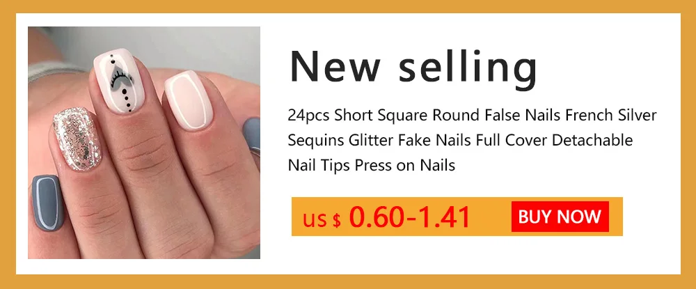 24pcs French White Side False Nails Wearable Rhinestone Desgin Fake Nails Short Simple Nail Full Cover Nail Tips Press On Nails