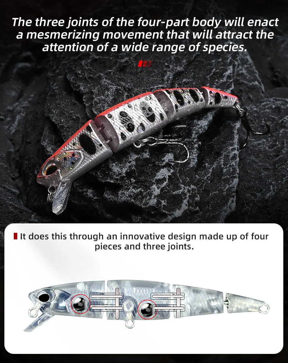 ALLBLUE Professional Jointed Swimbait 70mm 90mm Sinking Minnow Fishing Lure Jerkbait Artificial Hard Baits for Pike Bass Perch