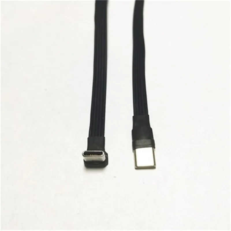 Type C to USB-C 90 Degree Angled Adapter Cable Power Bank Flexible Cable PD Cable Charging Cable USB C Bend Flat Silicone Cable