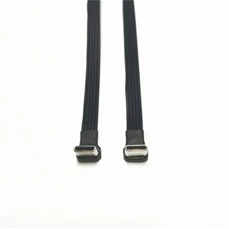 Type C to USB-C 90 Degree Angled Adapter Cable Power Bank Flexible Cable PD Cable Charging Cable USB C Bend Flat Silicone Cable