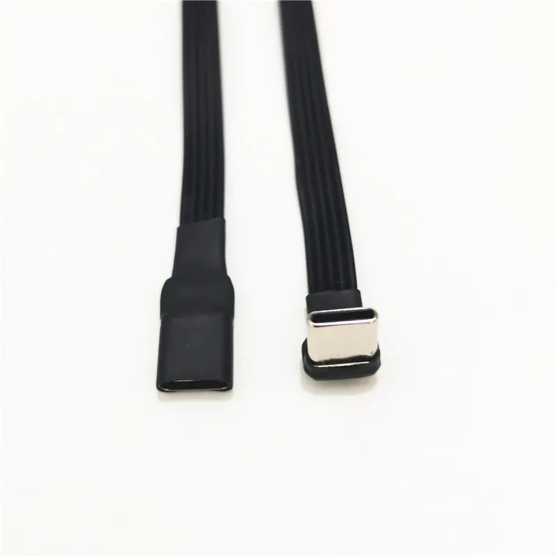 Type C to USB-C 90 Degree Angled Adapter Cable Power Bank Flexible Cable PD Cable Charging Cable USB C Bend Flat Silicone Cable