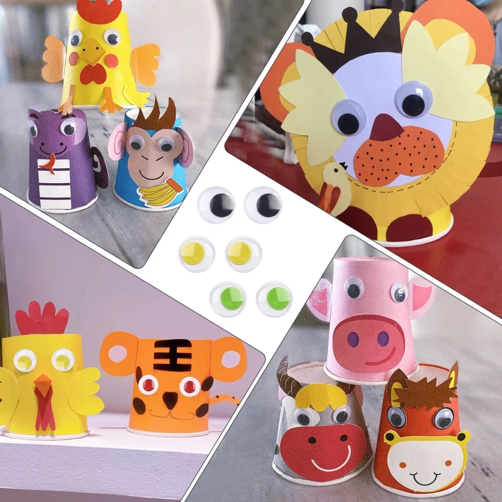 DIY Movable Eyes Simulation Animal Eyeball Black White Color Self-Adhesive Doll Eye Kindergarten Children Craft Supplies
