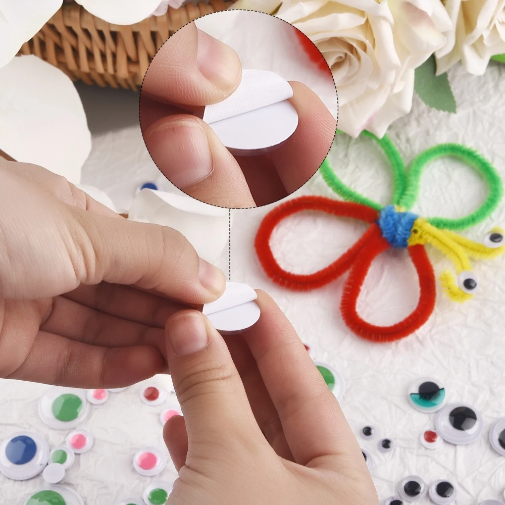 DIY Movable Eyes Simulation Animal Eyeball Black White Color Self-Adhesive Doll Eye Kindergarten Children Craft Supplies