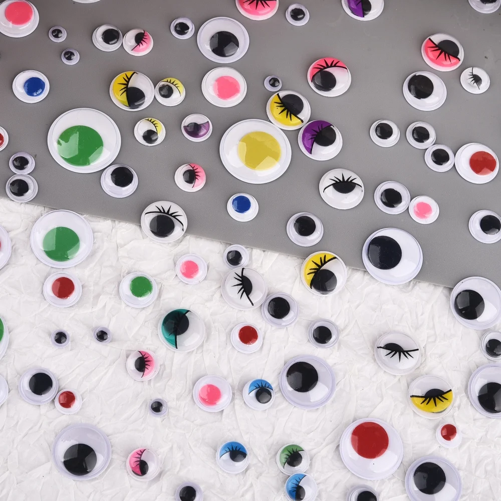 DIY Movable Eyes Simulation Animal Eyeball Black White Color Self-Adhesive Doll Eye Kindergarten Children Craft Supplies