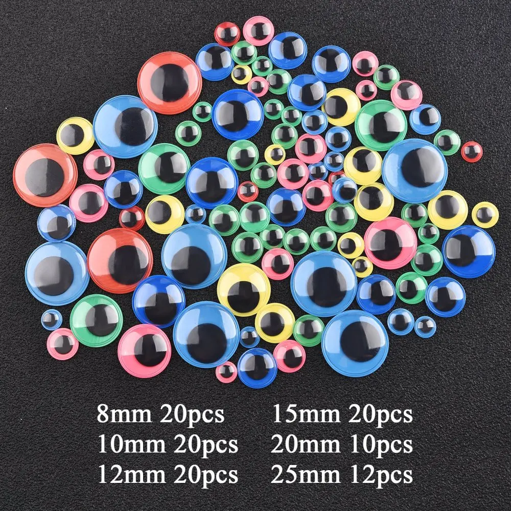 DIY Movable Eyes Simulation Animal Eyeball Black White Color Self-Adhesive Doll Eye Kindergarten Children Craft Supplies