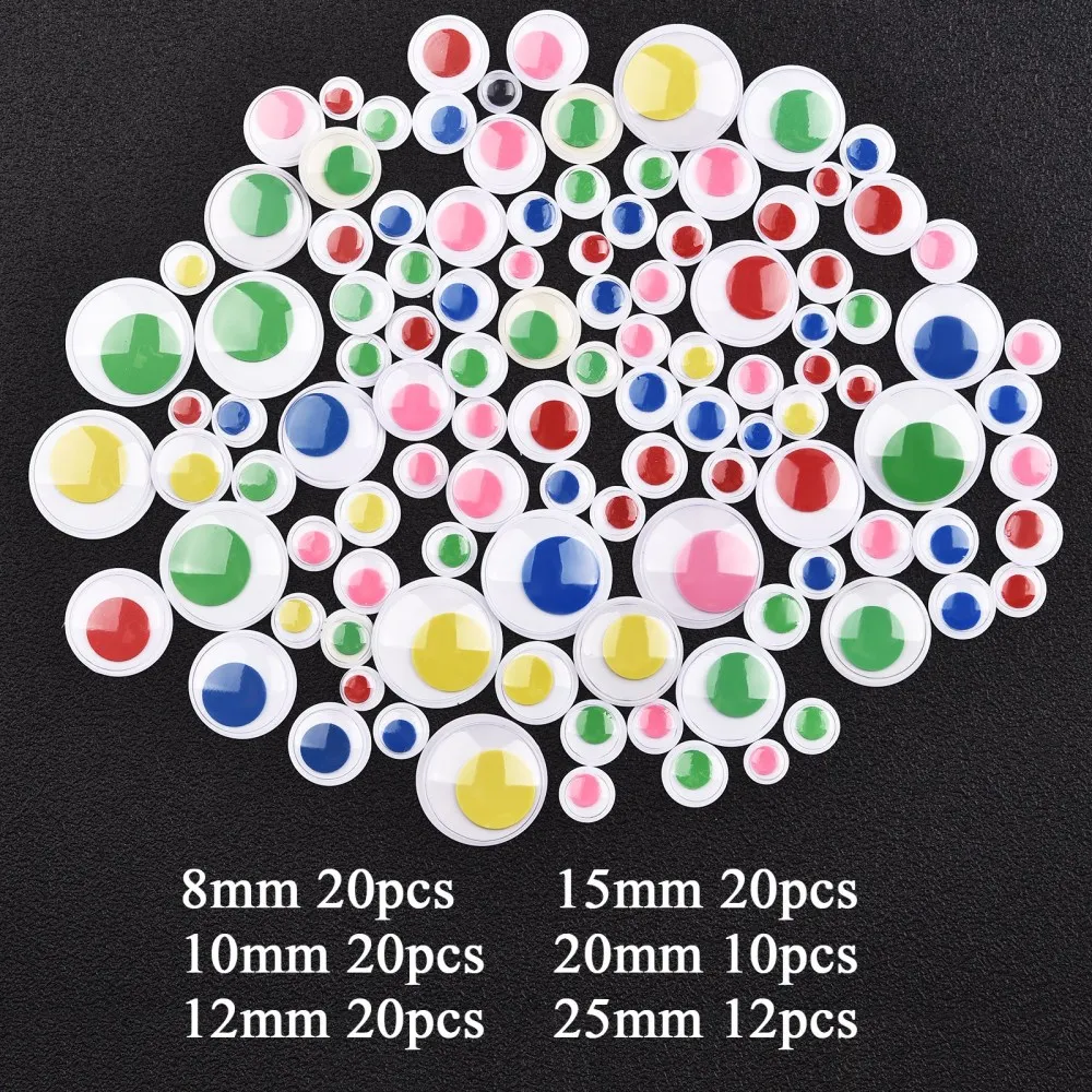 DIY Movable Eyes Simulation Animal Eyeball Black White Color Self-Adhesive Doll Eye Kindergarten Children Craft Supplies