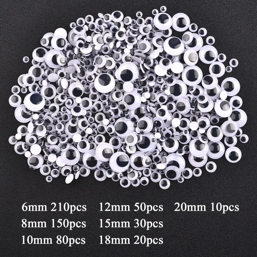 DIY Movable Eyes Simulation Animal Eyeball Black White Color Self-Adhesive Doll Eye Kindergarten Children Craft Supplies