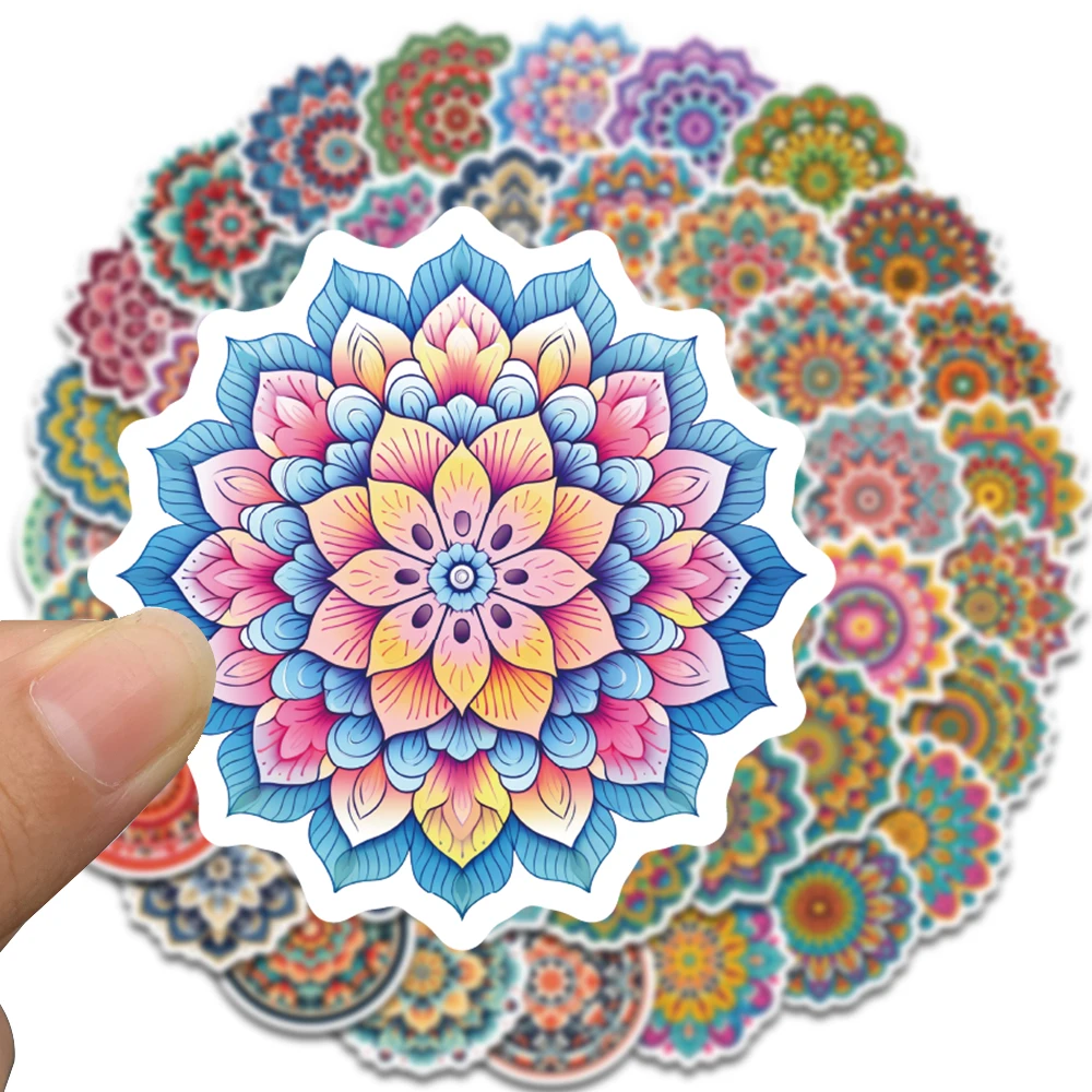 50/100PCS Cool Mandala Flower Stickers Flower Painting Laptop Graffiti Decoration Retro Luggage Skateboard Waterproof Decals