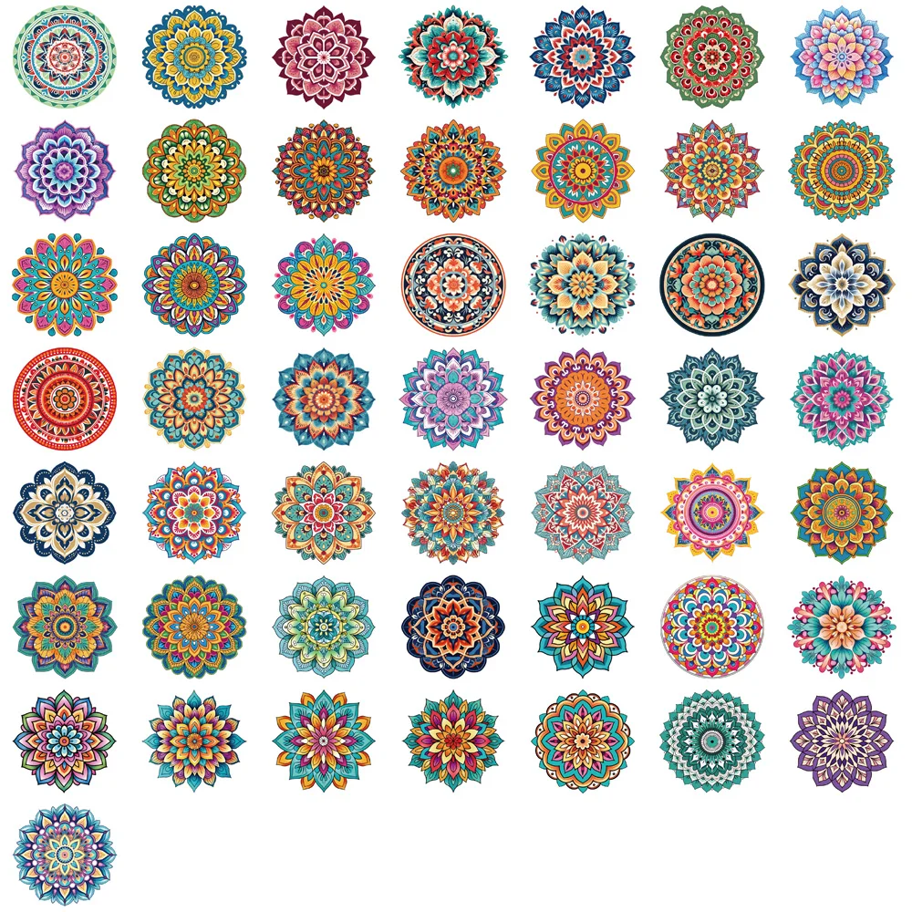 50/100PCS Cool Mandala Flower Stickers Flower Painting Laptop Graffiti Decoration Retro Luggage Skateboard Waterproof Decals