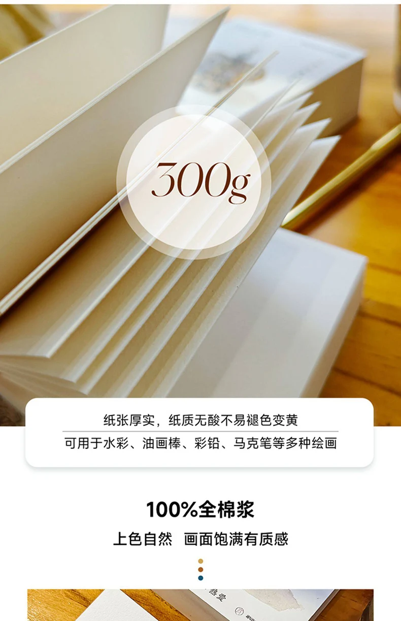 Potentate Watercolor Paper 100% Cotton 300g 80Sheets Square Water Color Paper Note Pad Artist Painting Supplies