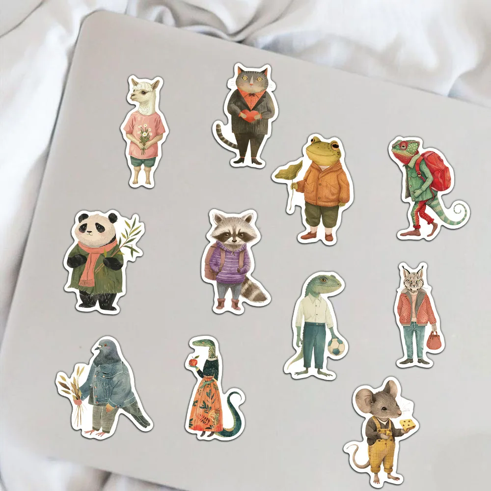 50PCS Cartoon Retro Hand drawn Animal Stickers Creative Laptop Phone Cases Handbooks Decorative Stickers